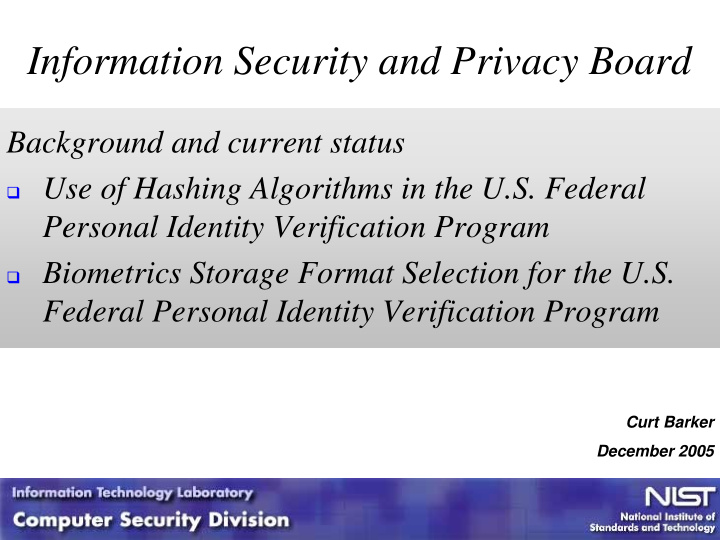 information security and privacy board