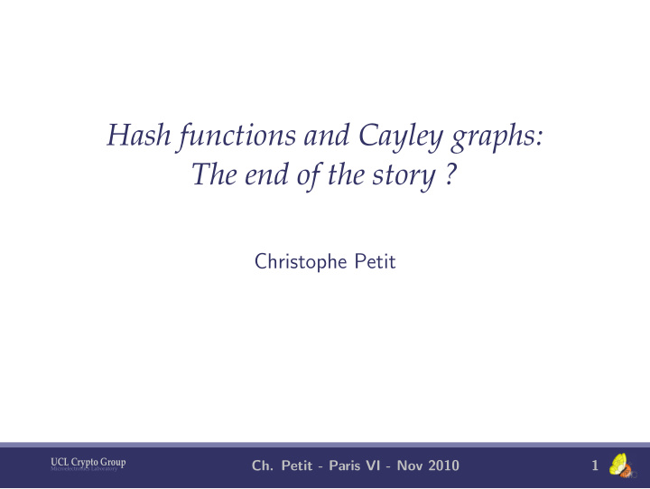 hash functions and cayley graphs the end of the story
