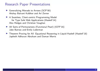 Research Paper Presentations  Generalizing Monads to Arrows (SCP00)  Akshay Balvant Kalbhor