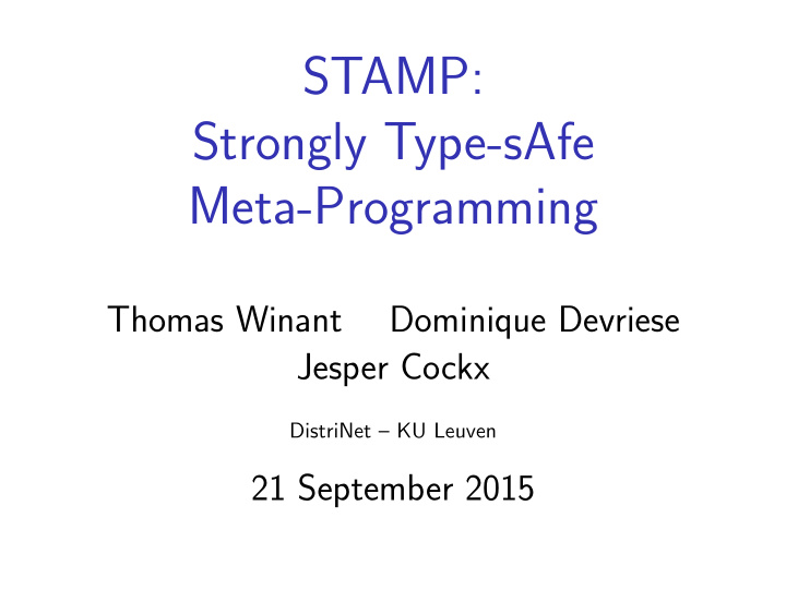stamp strongly type safe meta programming