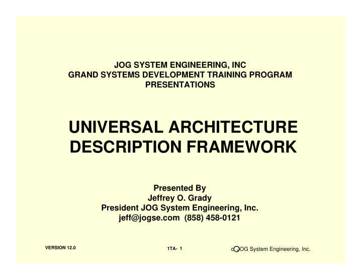 universal architecture description framework