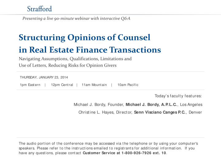 structuring opinions of counsel in real estate finance
