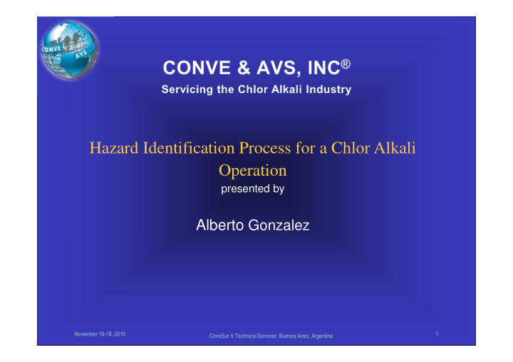 hazard identification process for a chlor alkali operation