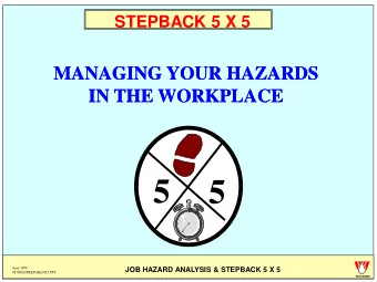 5  5  June 1998  JOB HAZARD ANALYSIS &amp; STEPBACK 5 X 5  M:\SS62\PRES\JHA5X5.PPT  WOODSIDE  JOB