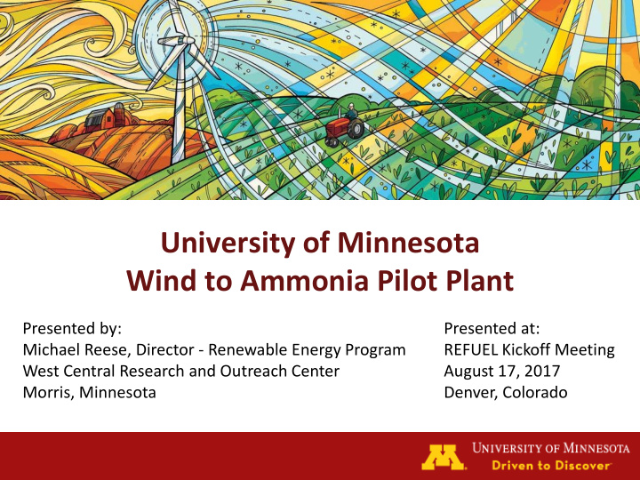 university of minnesota wind to ammonia pilot plant