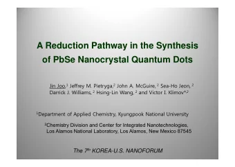 A Reduction Pathway in the Synthesis  A Reduction Pathway in the Synthesis  of PbSe Nanocrystal