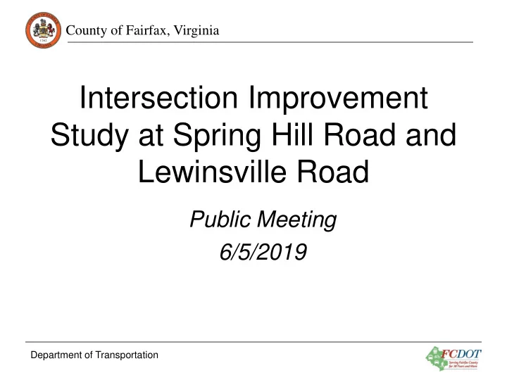 study at spring hill road and
