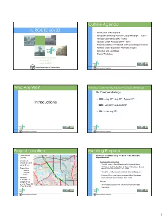 IL ROUTE 60/83    Introduction of Participants   Recap of Community Advisory Group Meeting 6
