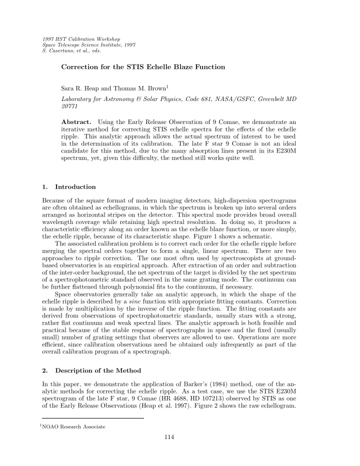 correction for the stis echelle blaze function