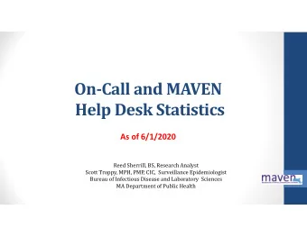 On  Call and MAVEN Help Desk Statistics As of 6/1/2020  Reed Sherrill, BS, Research Analyst