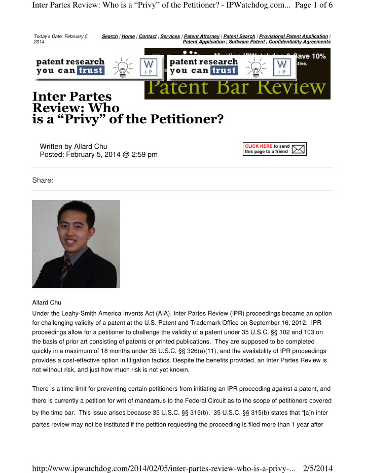 inter partes review who is a privy of the petitioner