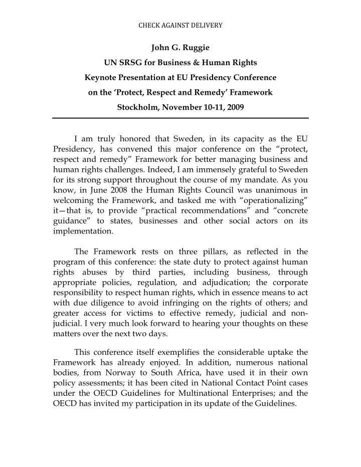 john g ruggie un srsg for business human rights keynote