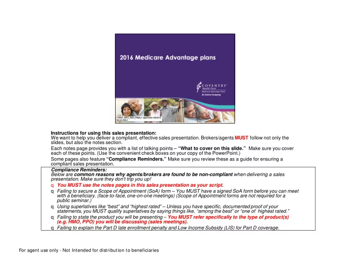 instructions for using this sales presentation we want to