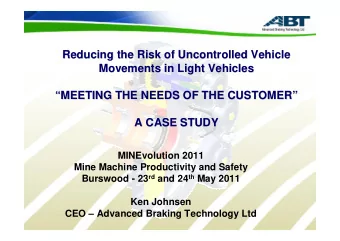 Reducing the Risk of Uncontrolled Vehicle  Reducing the Risk of Uncontrolled Vehicle  Movements in