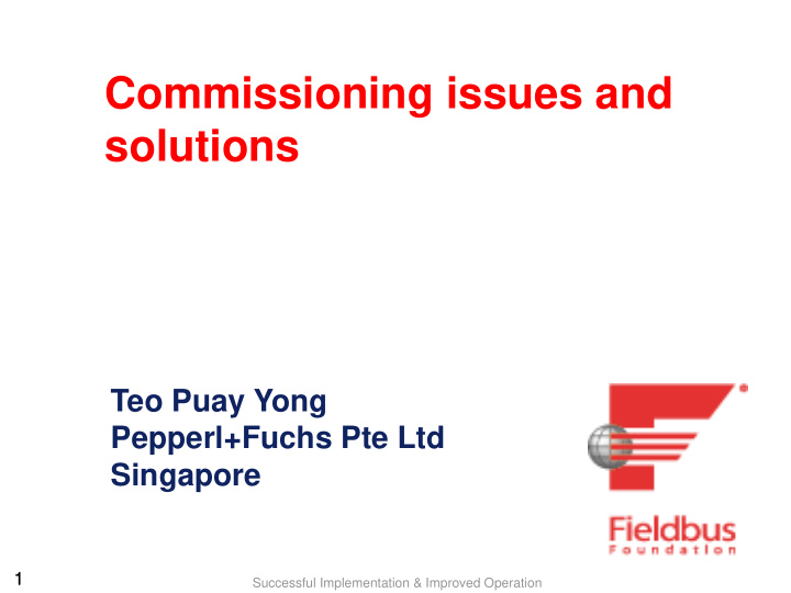 commissioning issues and solutions