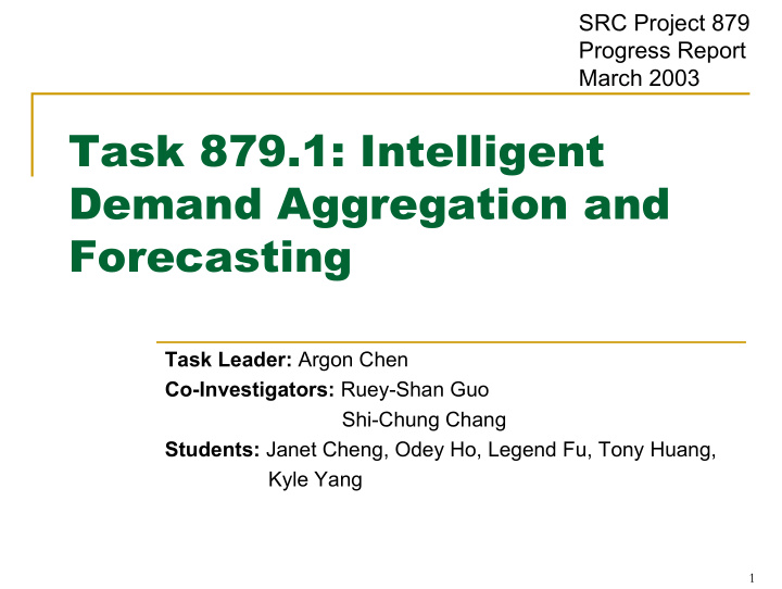 task 879 1 intelligent demand aggregation and forecasting
