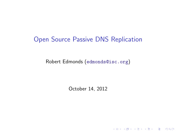 open source passive dns replication