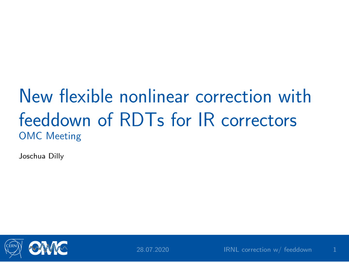 new flexible nonlinear correction with feeddown of rdts