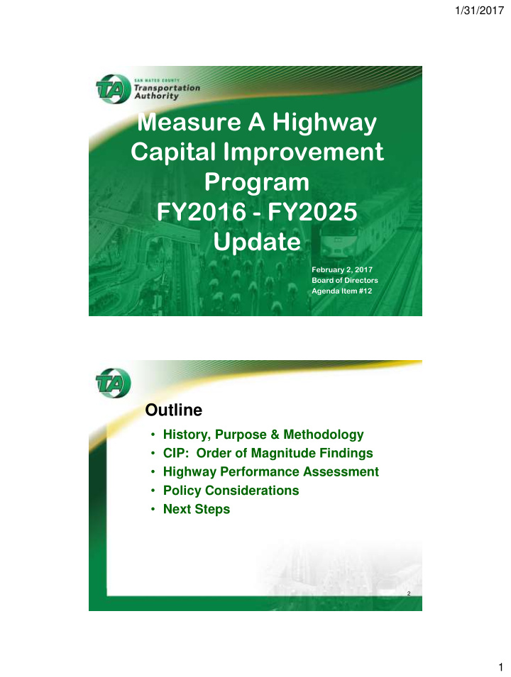 measure a highway capital improvement program fy2016
