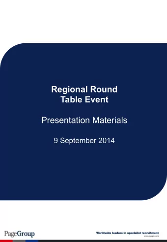 Regional Round  Table Event  Presentation Materials  9 September 2014 IR EVENT EMEA FACTSHEET  9