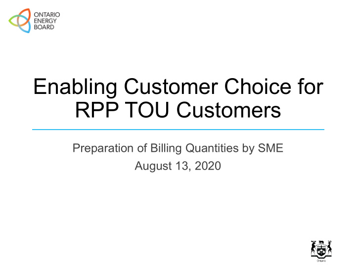 enabling customer choice for rpp tou customers