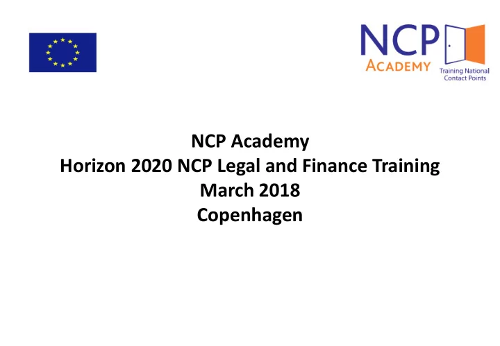 ncp academy horizon 2020 ncp legal and finance training