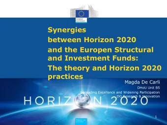 and Investment Funds:  The theory and Horizon 2020  practices  Magda De Carli  DHoU Unit B5
