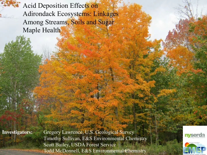acid deposition effects on adirondack ecosystems linkages