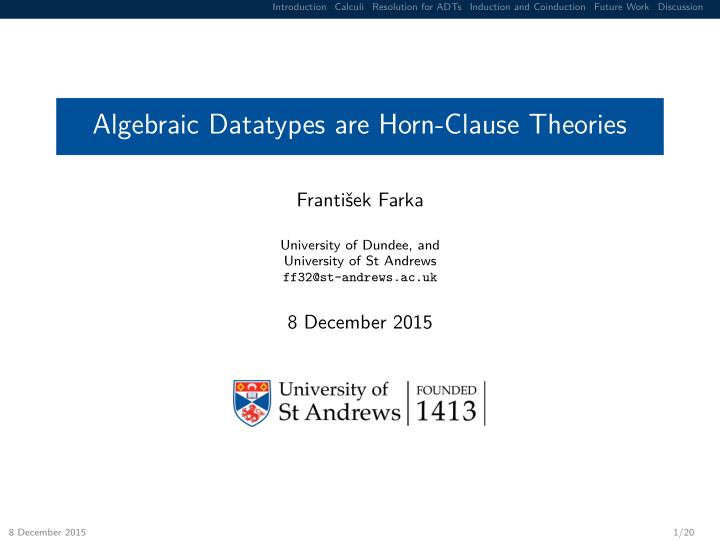 algebraic datatypes are horn clause theories