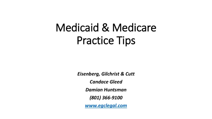 medicaid amp medicare pract actice ce tips