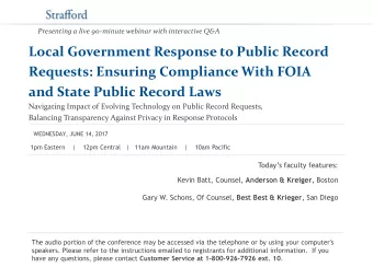 Presenting a live 90-minute webinar with interactive Q&amp;A  Local Government Response to Public