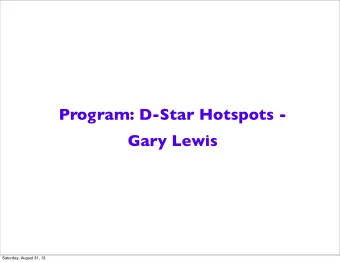 Program: D-Star Hotspots -  Gary Lewis  Saturday, August 31, 13  Program Agenda  D-Star System