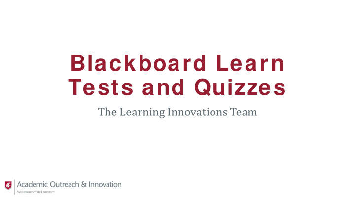 blackboard learn tests and quizzes