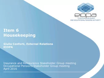 Giulia Conforti, External Relations  EIOPA  Insurance and Reinsurance Stakeholder Group meeting