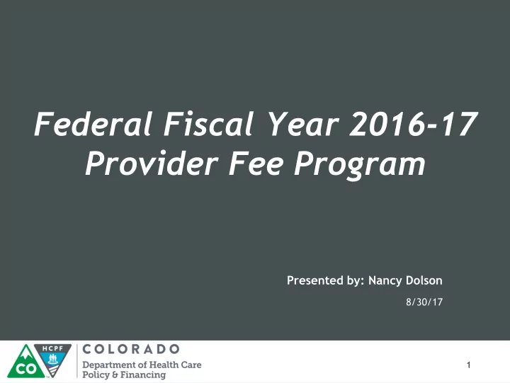 provider fee program