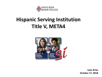 Title V, META4  Juan Arias  October 17, 2018  Title  tle V  V -  Developing  veloping Hispani