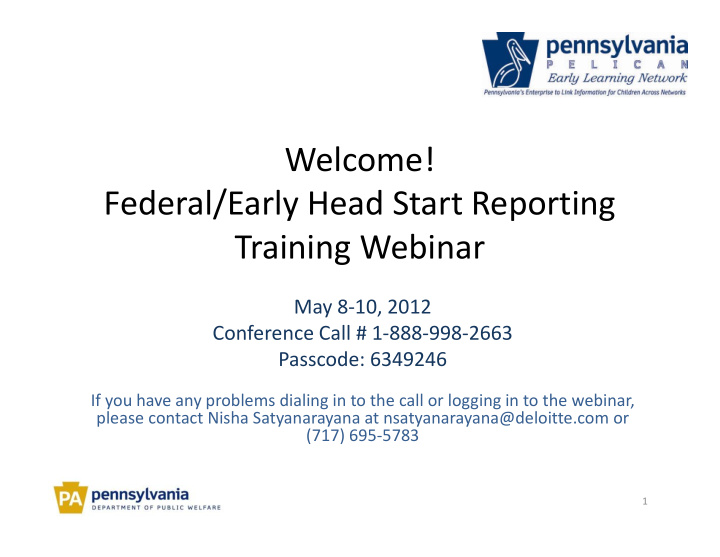 welcome federal early head start reporting training