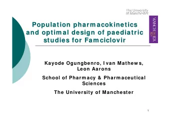 Population pharm acokinetics  Population pharm acokinetics  and optim al design of paediatric  and