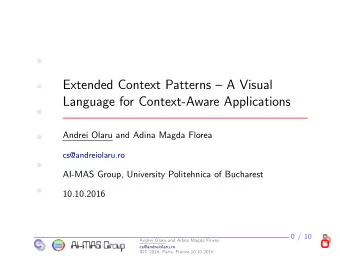 Extended Context Patterns  A Visual    Language for Context-Aware Applications    Andrei