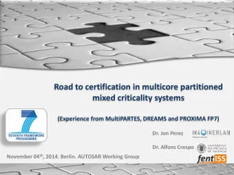 mixed criticality systems  (Experience from MultiPARTES, DREAMS and PROXIMA FP7)  Dr. Jon Perez