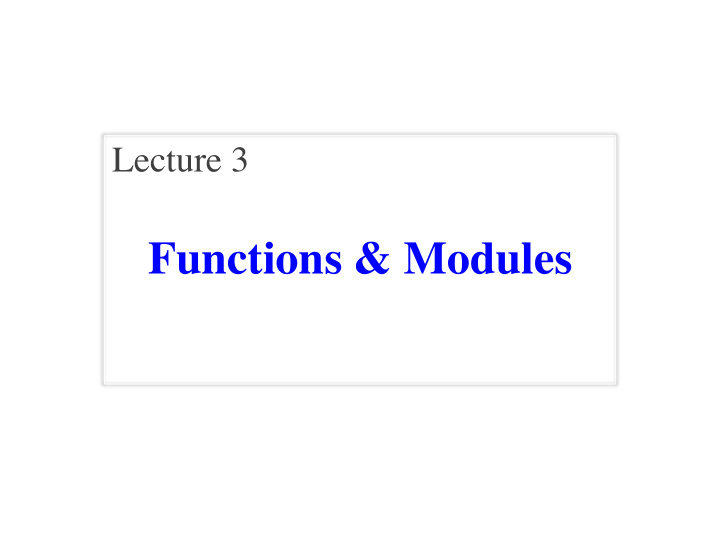 functions modules optional readings