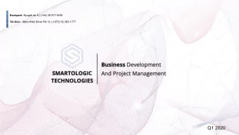 Q1 2020  Our Focus  We assist and advise visionary ventures with penetrating the market  Optimizing