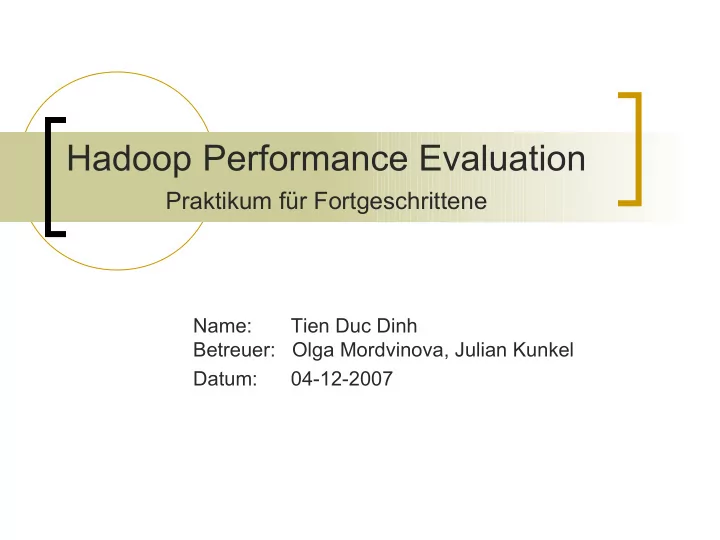 hadoop performance evaluation