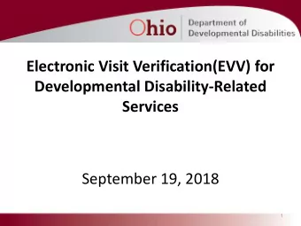 Developmental Disability-Related  Services  September 19, 2018  1  Overview  Background of the