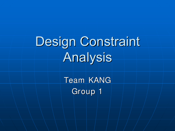design constraint design constraint analysis analysis