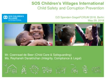 DZI Spenden-Siegel FORUM 2018, Berlin  May 29, 2018  Mr. Coenraad de Beer (Child Care &amp;
