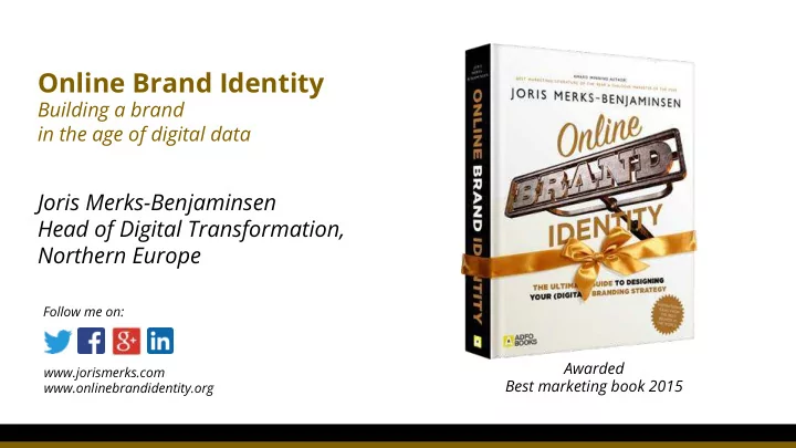 jorismerks com awarded best marketing book 2015