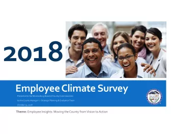 Employee Climate Survey Presented to the Mecklenburg Board of County Commissioners by the County