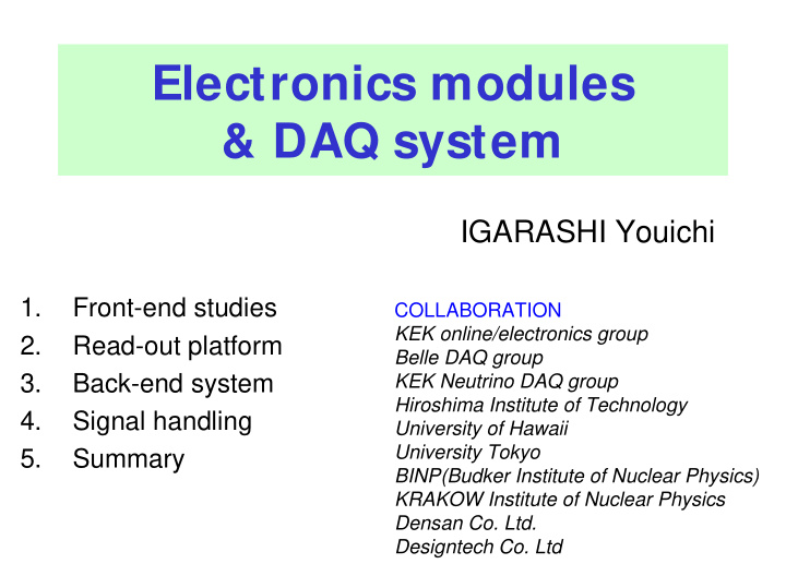 electronics modules daq system