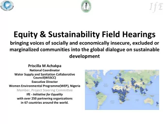 Equity &amp; Sustainability Field Hearings bringing voices of socially and economically insecure,